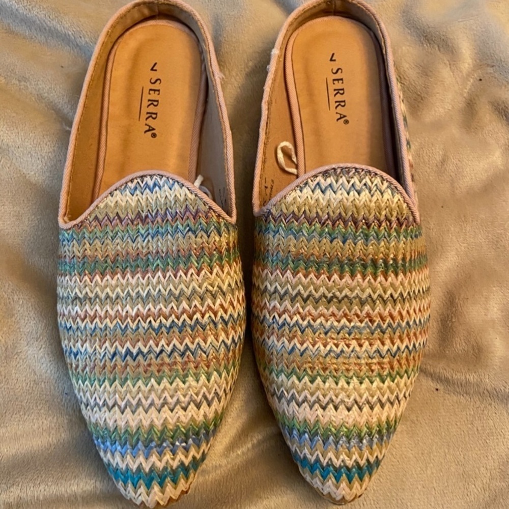 Serra Multicolor Woven Zigzag Multicolor Slip On Mules Size 7